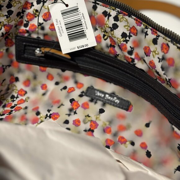 NWT VERA BRADLEY Gallatin Genuine Leather Large Shoulder Tote Bag Black 22318481 - Picture 5 of 9